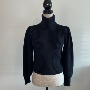 Lulus Whole Lot Cozier Black Knit Mock Neck Sweater size Small